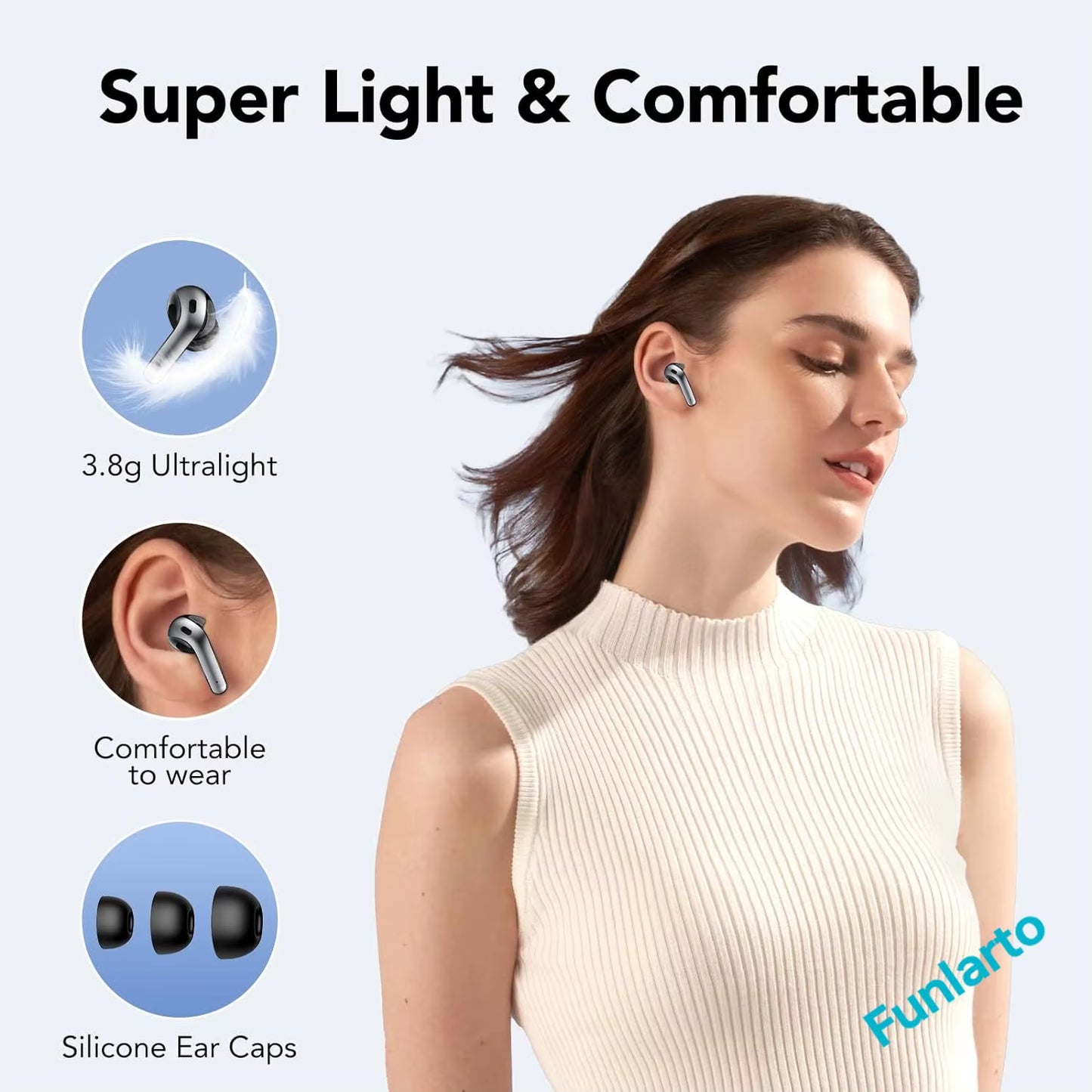 Wireless Earbuds Bluetooth Headphones 50H Playtime IPX7 Waterproof Ear Buds LED Power Display for Ios Andriod Cell Phone Sports