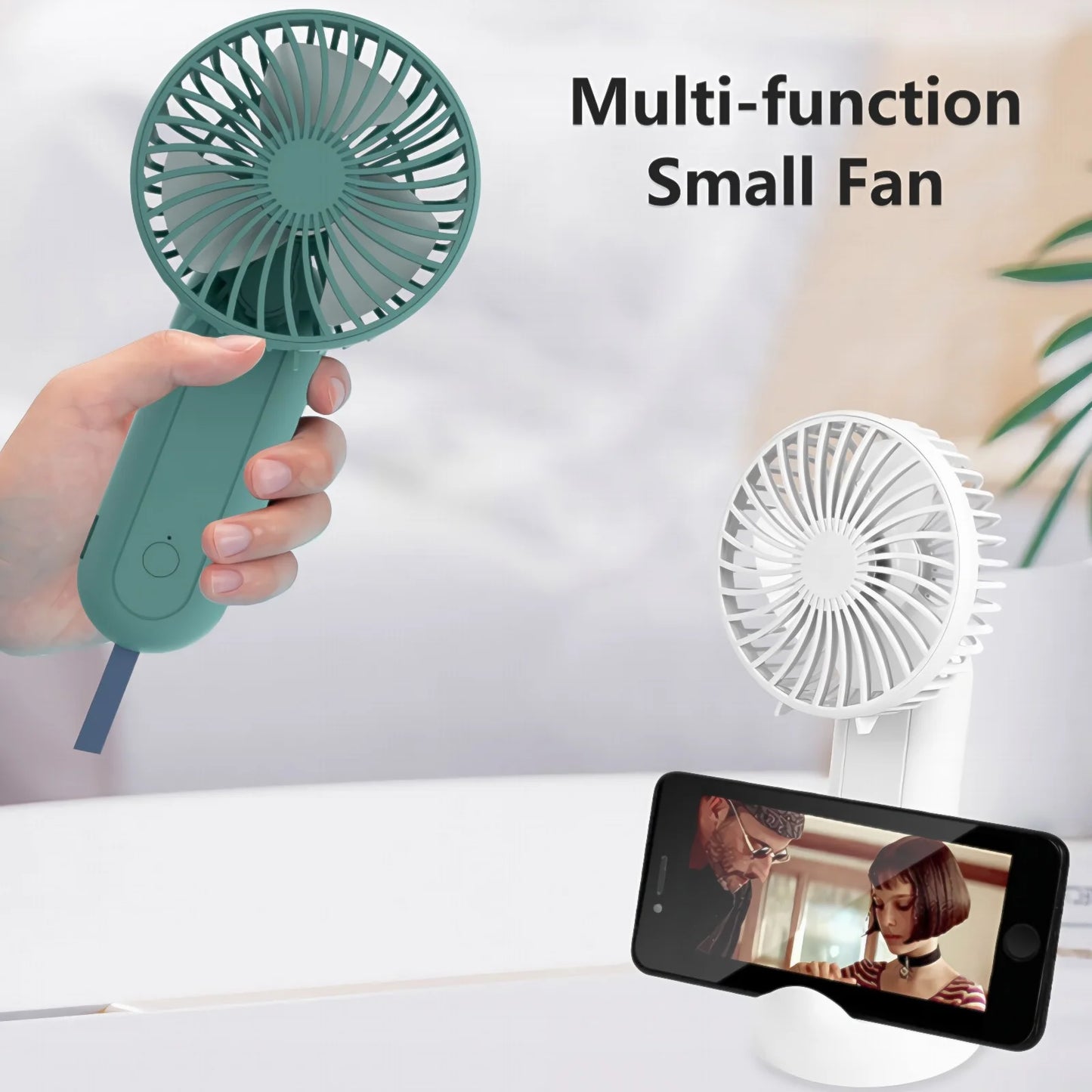 Portable Handheld Fan Small Hand Fan 4000Mah Battery Operated, USB Rechargeable Mini Personal Fan for Women/Travel/Outdoor - Pink