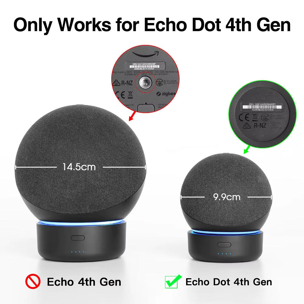 D4 D5 Original Battery Base Made for Echo Dot (4Th/5Th Gen) Charger Portable Battery Base for Amazon Alexa Smart Speaker