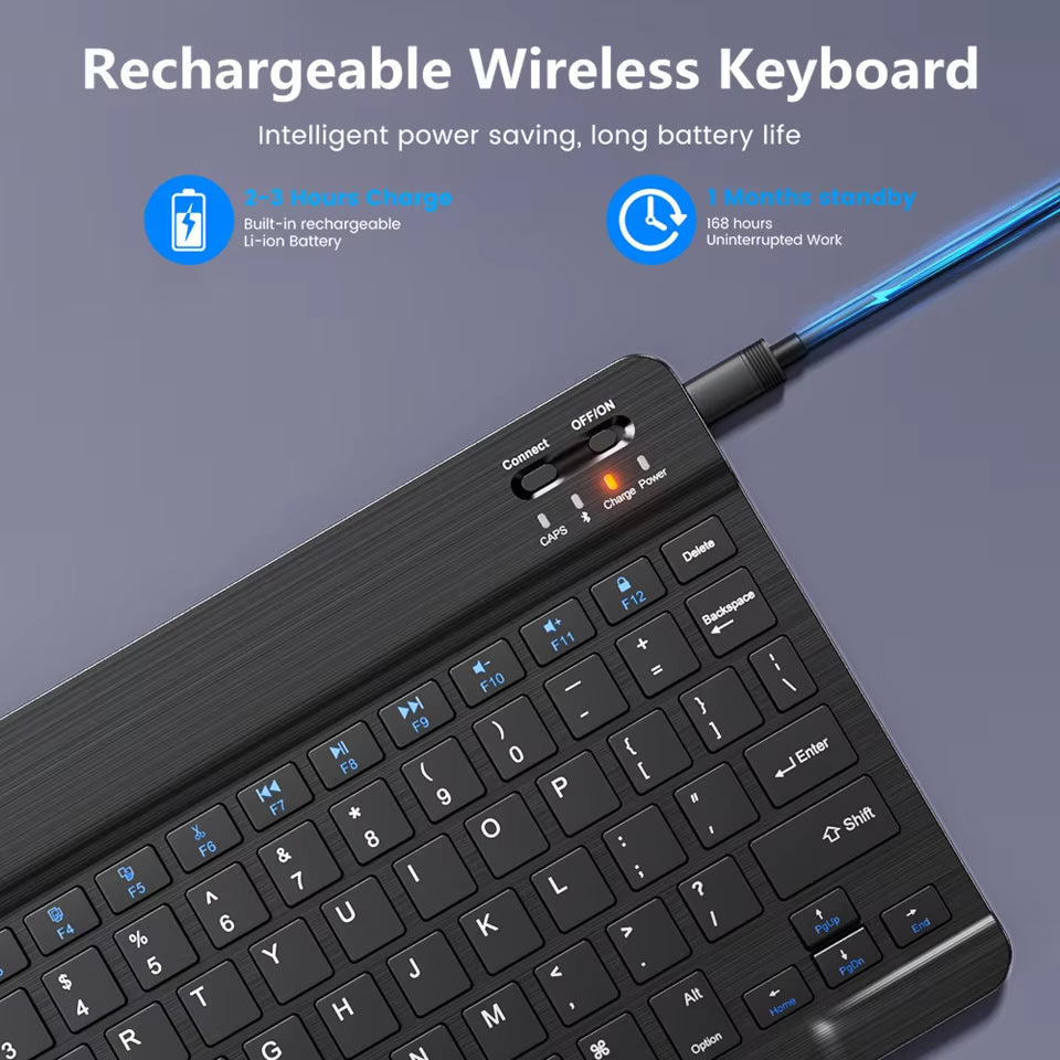 Bluetooth Wireless Keyboard Mouse Rechargeable for IOS Android Windows Tablet for Ipad Air Mini Pro English Russian Keyboard