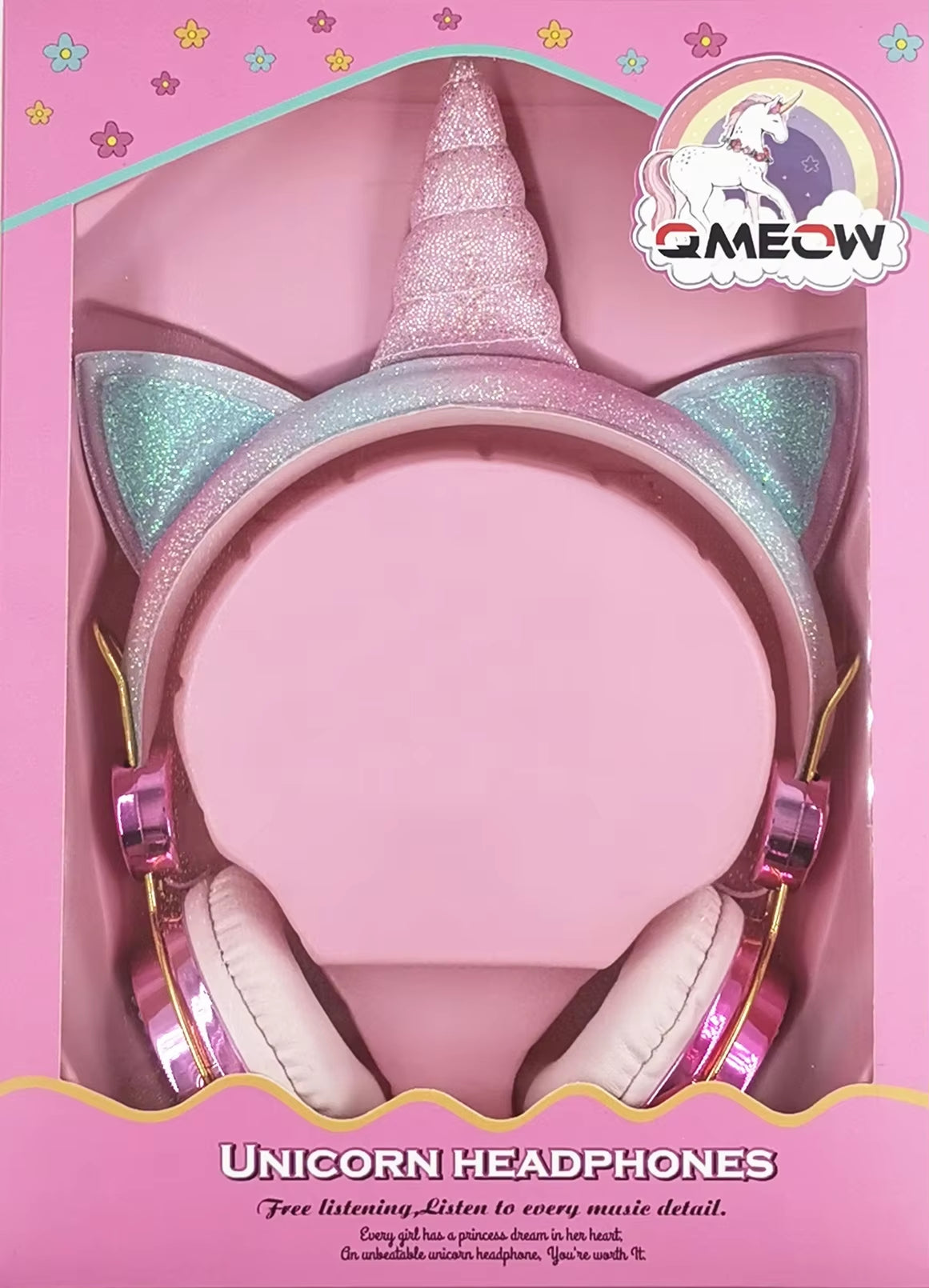 Cartoon Unicorn Wired Headphone Girls Daughter Music Stereo Earphone Computer Phone Headset Kids Gift Cute Unicorn with Mic