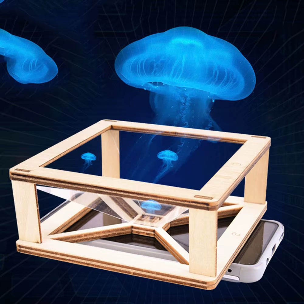 Children'S Educational Toy Science Experiment Technology Production Wooden 3D Holographic Projection Student DIY Fun Steam Toys