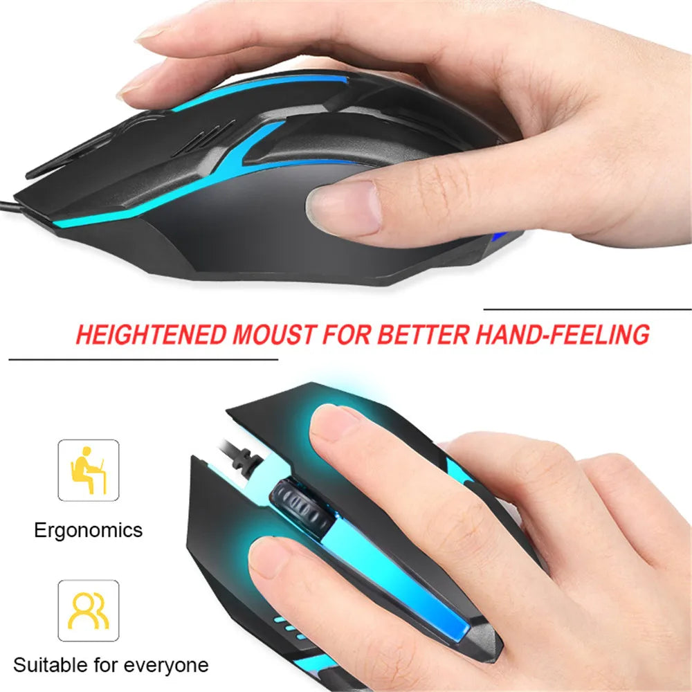 E-Sports USB Wired Mouse Colorful LED Gaming Mouse 5000 DPI Wired Mice Optical Wired Gamer Mouse for Desktop Laptop PC Computer