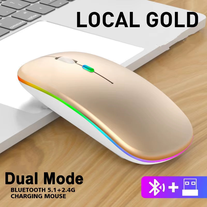 Rechargeable Bluetooth 5.1 Wireless Mouse with 2.4Ghz USB RGB 1600DPI Mouse for Macbook Tablet Computer Laptop PC Mice