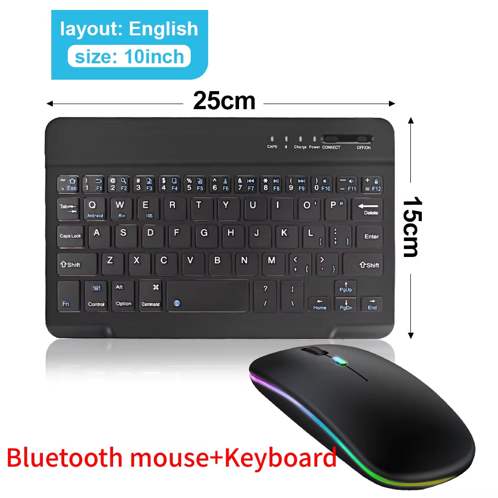 Bluetooth Wireless Keyboard Mouse Rechargeable for IOS Android Windows Tablet for Ipad Air Mini Pro English Russian Keyboard