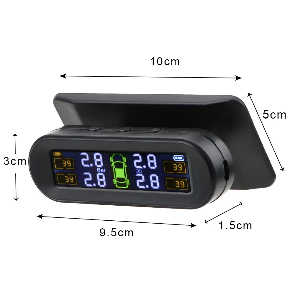 Tire Pressure Monitoring System Temperature Warning Fuel save with 4 External Sensors Solar TPMS Car Tyre Pressure Monitor