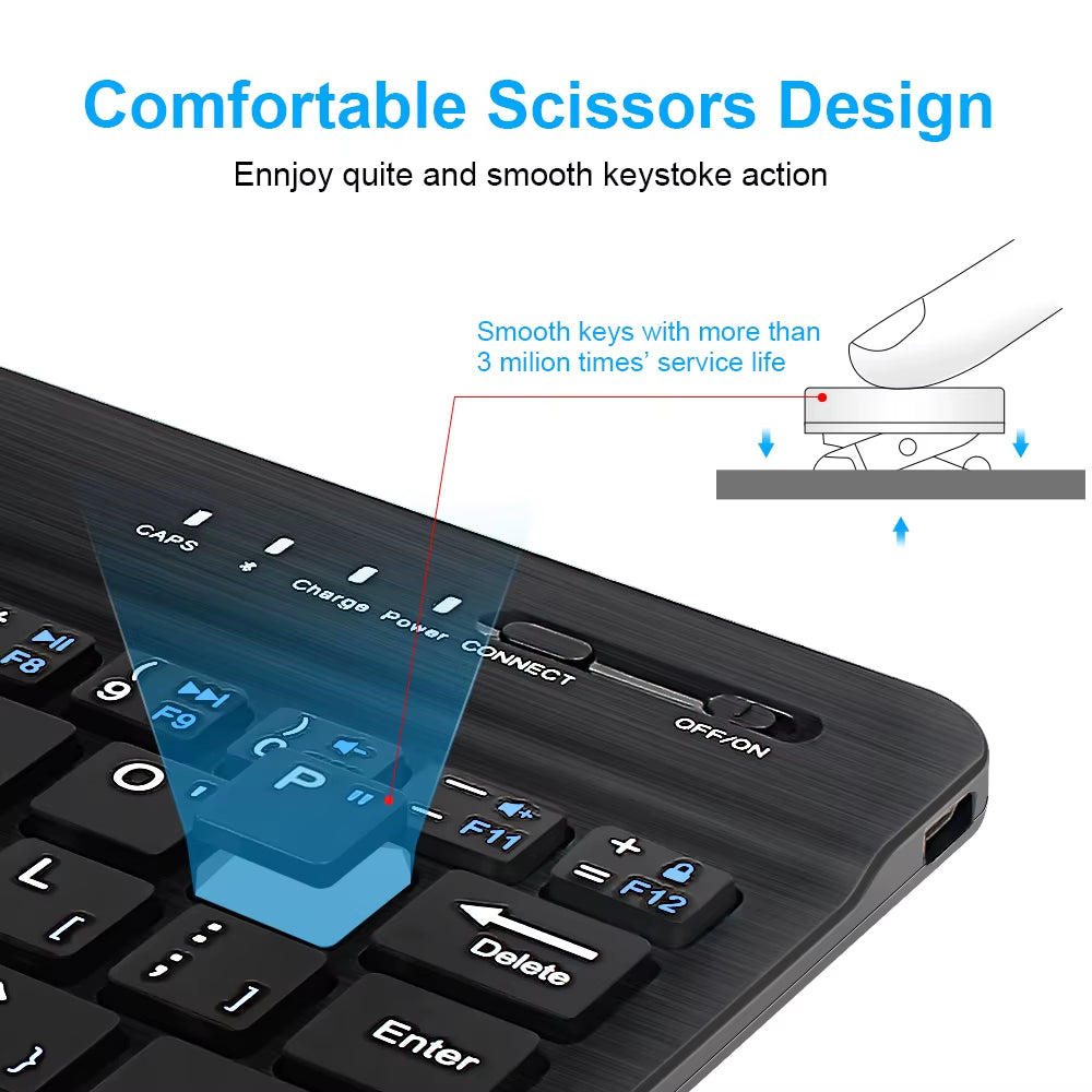 Bluetooth Wireless Keyboard Mouse Rechargeable for IOS Android Windows Tablet for Ipad Air Mini Pro English Russian Keyboard