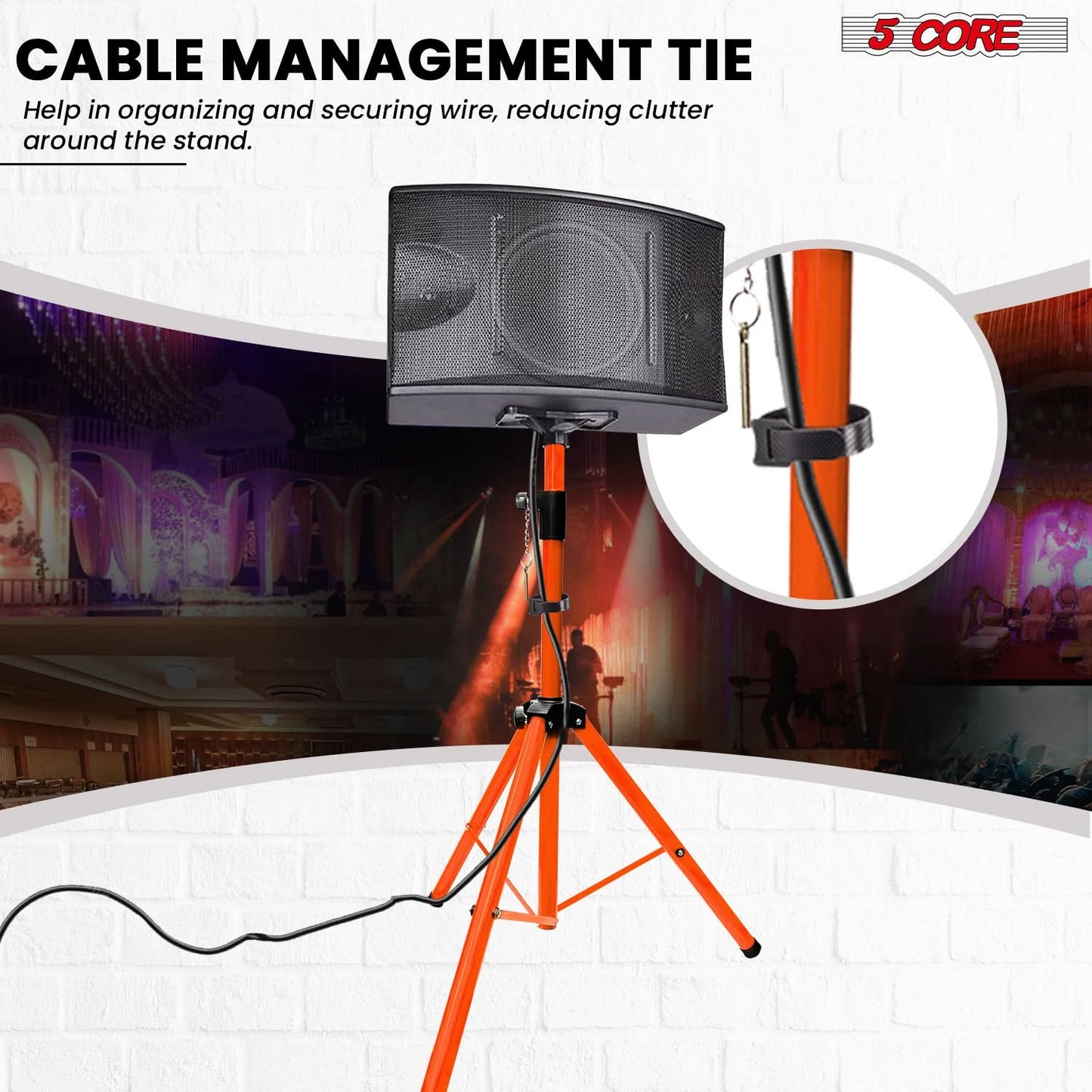 5 Core Speaker Stand Tripod Heavy Duty Adjustable up to 72 Inch DJ Studio Monitor Stands Pole Mount Orange