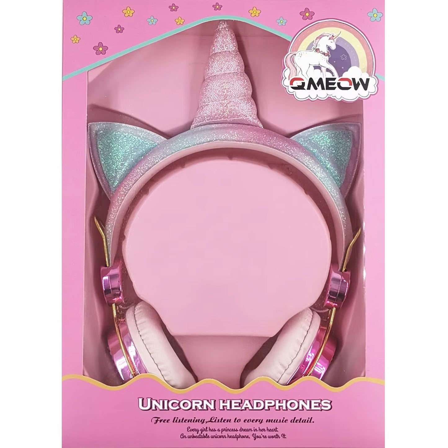 Cartoon Unicorn Wired Headphone Girls Daughter Music Stereo Earphone Computer Phone Headset Kids Gift Cute Unicorn with Mic