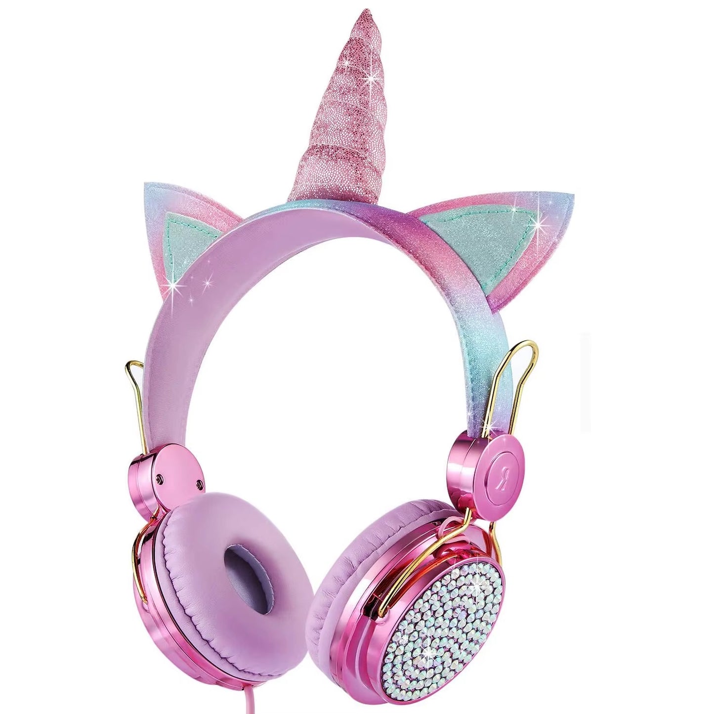 Cartoon Unicorn Wired Headphone Girls Daughter Music Stereo Earphone Computer Phone Headset Kids Gift Cute Unicorn with Mic