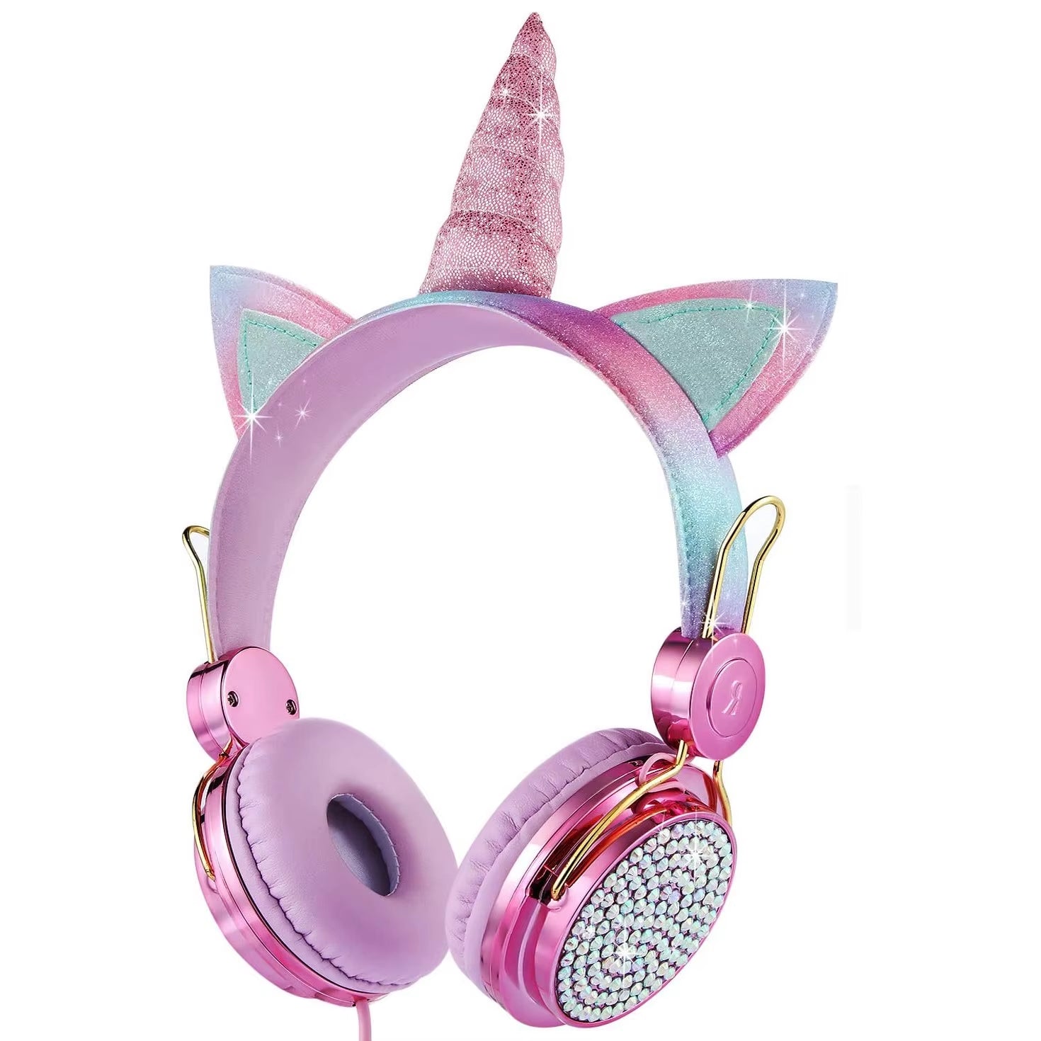 Cartoon Unicorn Wired Headphone Girls Daughter Music Stereo Earphone Computer Phone Headset Kids Gift Cute Unicorn with Mic