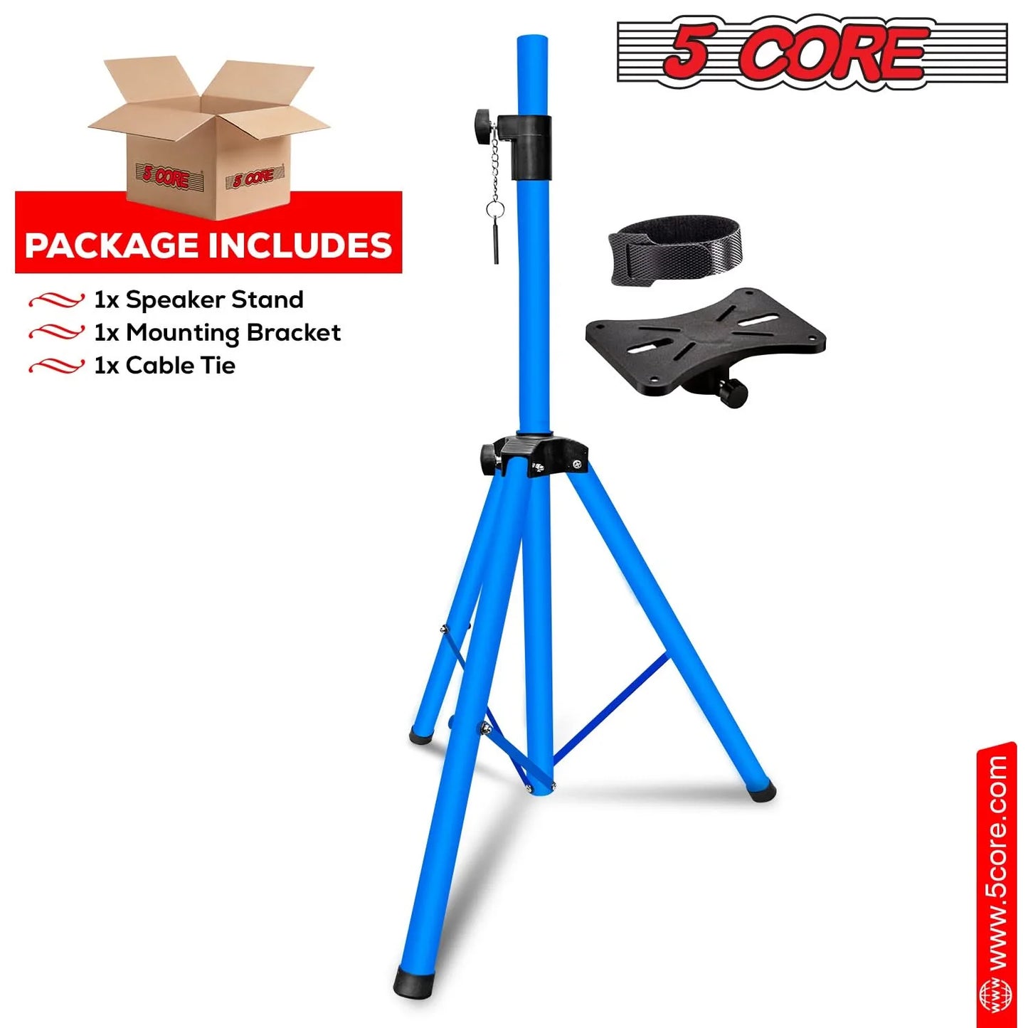 5Core Speaker Stand Tripod Tall Adjustable 72 Inch DJ Studio Monitor Stands Pole Mount BLUE