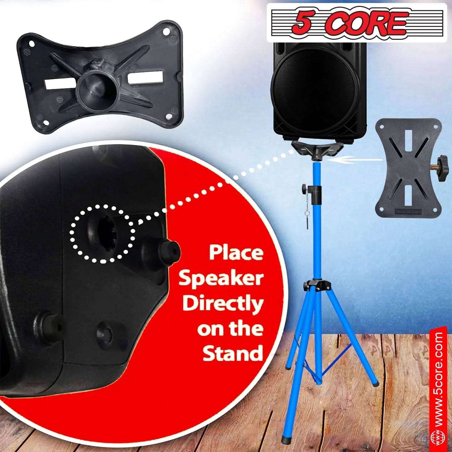 5Core Speaker Stand Tripod Tall Adjustable 72 Inch DJ Studio Monitor Stands Pole Mount BLUE