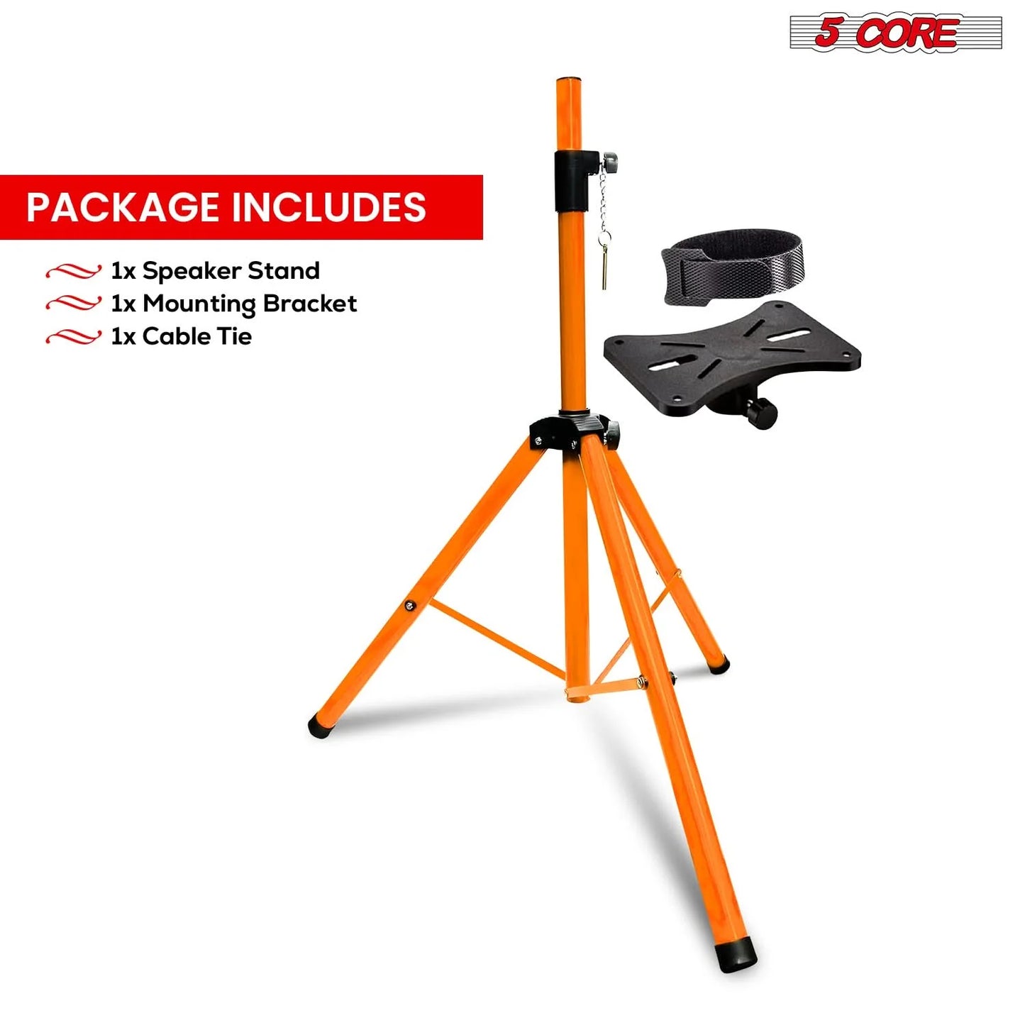 5 Core Speaker Stand Tripod Heavy Duty Adjustable up to 72 Inch DJ Studio Monitor Stands Pole Mount Orange