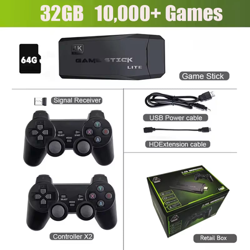 Video Game Console 2.4G Double Wireless Controller Game Stick 4K 20000 Games 64 32GB Retro Games for PS1/GBA Boy Christmas Gift