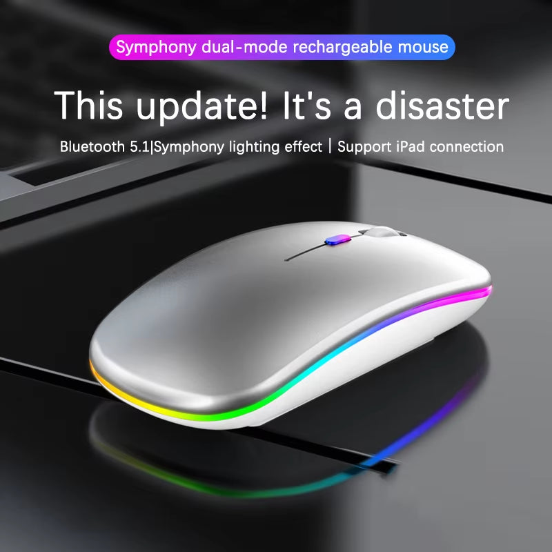 Tablet Phone Computer Bluetooth Wireless Mouse Rechargeable Luminous 2.4G USB Wireless Mouse Portable Mouse Gamer Mouse Mice