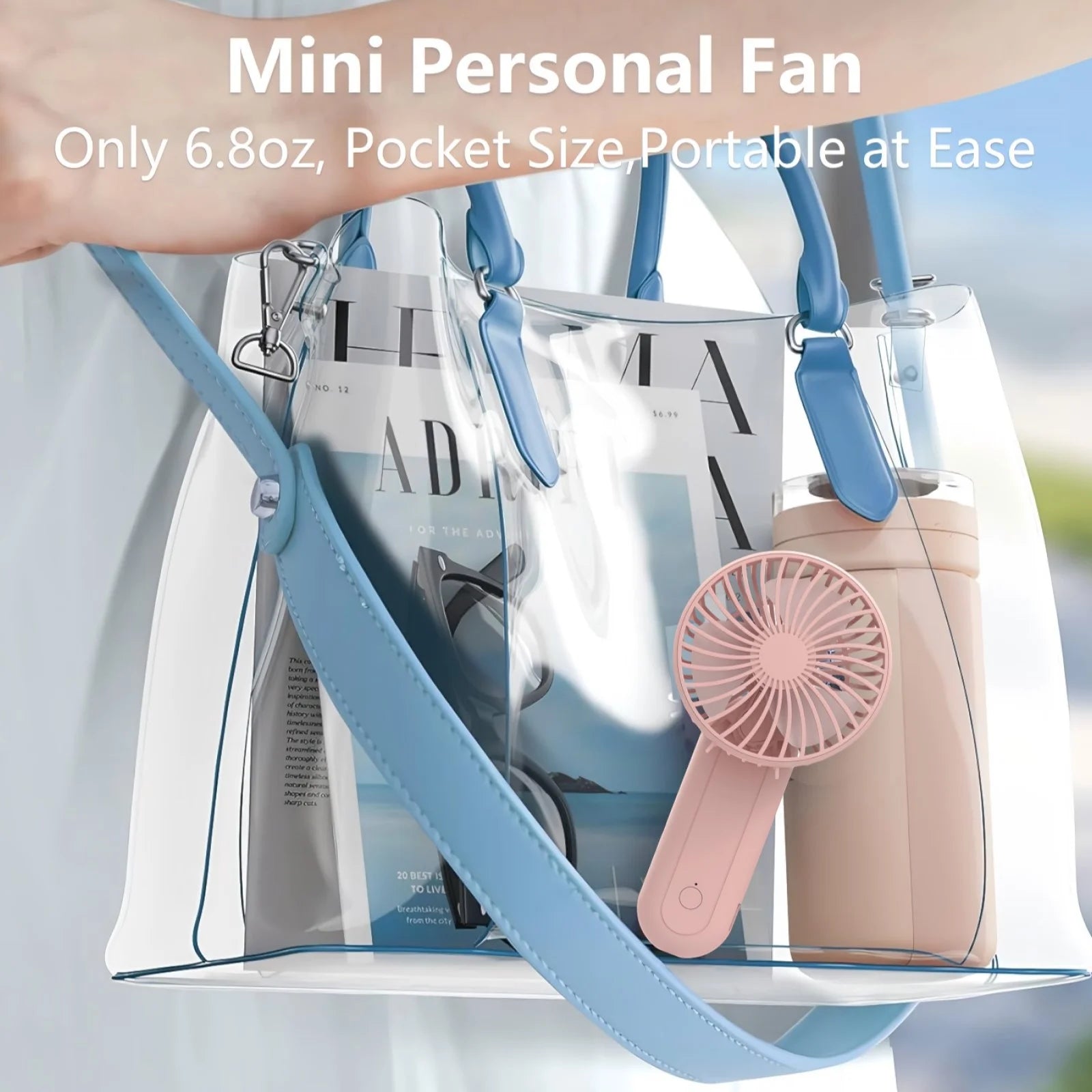 Portable Handheld Fan Small Hand Fan 4000Mah Battery Operated, USB Rechargeable Mini Personal Fan for Women/Travel/Outdoor - Pink